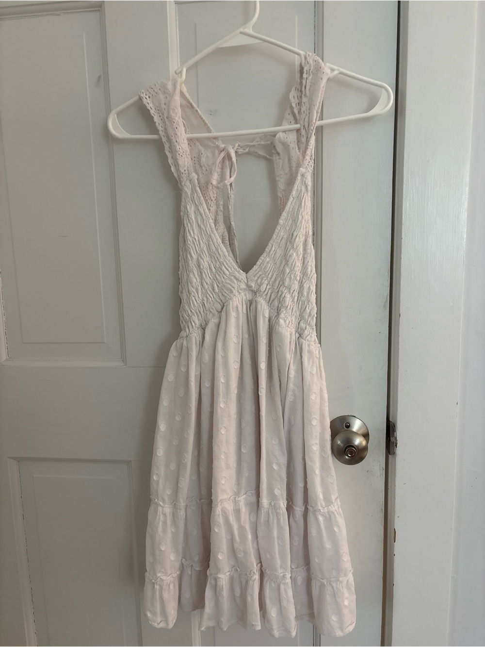 Urban Outfitters Cream Eyelet Mini Dress